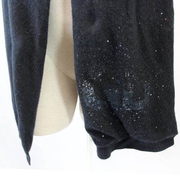 GD Knit 2-ply 100% Cashmere Double Black Sequin logo Scarf Soft Warm Designer - Picture 3 of 9